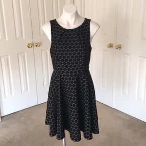 Elle Black Dot Fit & Flare Dress - Black - 10